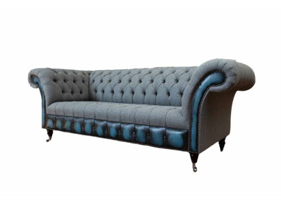 Chesterfield Sofa Polster Designer Couchen Sofas Garnitur Dreisitzer Grau