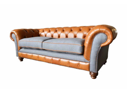 Luxuriöses Kunstledersofa im Chesterfield 3 Sitzer Sofa Design mit drei Sitzplätzen