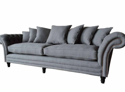 Chesterfield Couch Polster Sofas Klassische Sofa 4 Sitzer Couchen Grau