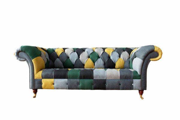 Klassische Design Chesterfield Stoff Sofa 3 Sitzer Sitz Couchen Sofas Polster