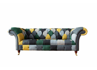 Klassische Design Chesterfield Stoff Sofa 3 Sitzer Sitz Couchen Sofas Polster