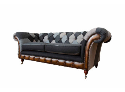Design Polster Sofa 3 Sitzer Couch Luxus Klassische Textil Chesterfield