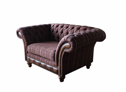Chesterfield 1 Sitzer Couch Polster Sitz Textil Stoff Couchen Luxus Sofa
