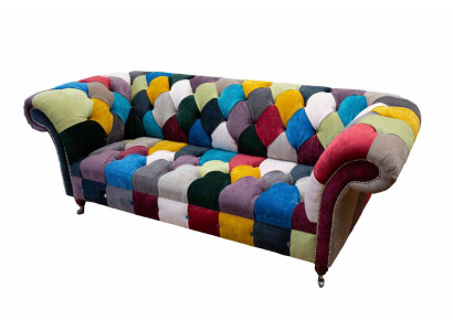 Chesterfield Sofa Polster Design Mehrfarbig Sitz Textil Couch Wohnzimmer