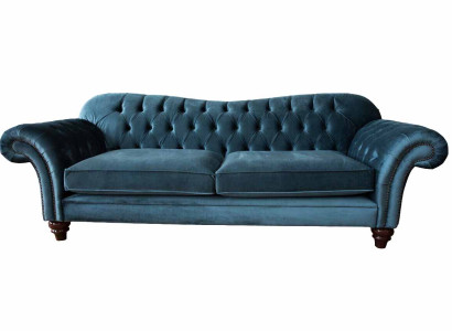 Turkis Sofa Luxus Textil Chesterfield Couch Sofas Blau Polster Sitzer Design