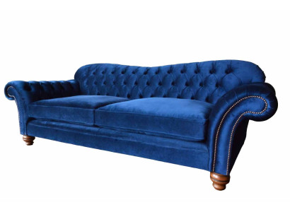 Dreisitzer Sofa 3 Sitzer Sofas Blau Stoff Wohnzimmer Luxus Sitz xxl big