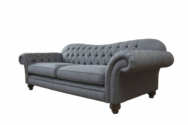 Moderm Sofa 3 Sitzer Luxus Textil Couch Grau Sofas Polster Stoff Neu