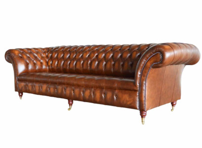 Sofa 4 Sitzer Chesterfield Design Luxus Sofa Polster Couch Neu Braun