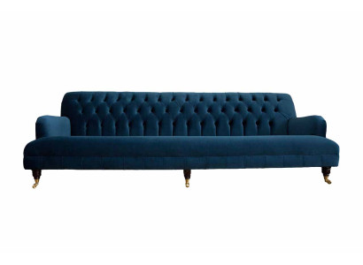 Luxuriöses Designersofa im Chesterfield-Stil mit vier Sitzplätzen in der Farbe Blau