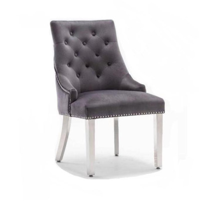 Grauer Esszimmer Chesterfield Stuhl Textilstuhl Luxuriöser Einsitzer