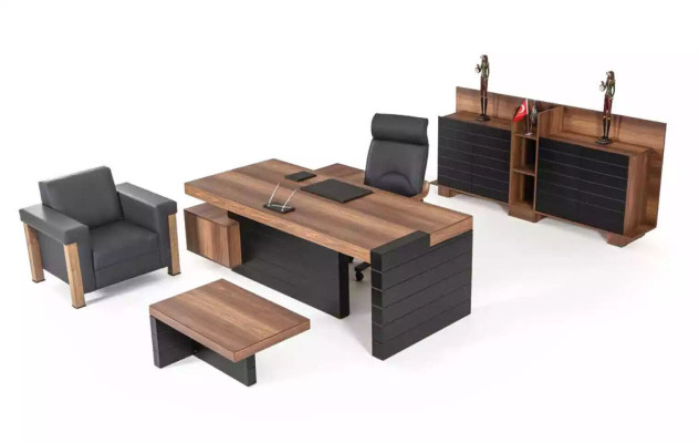 Eckschreibtisch 240cm Tisch Möbel Office Büromöbel Designer Schreibtisch