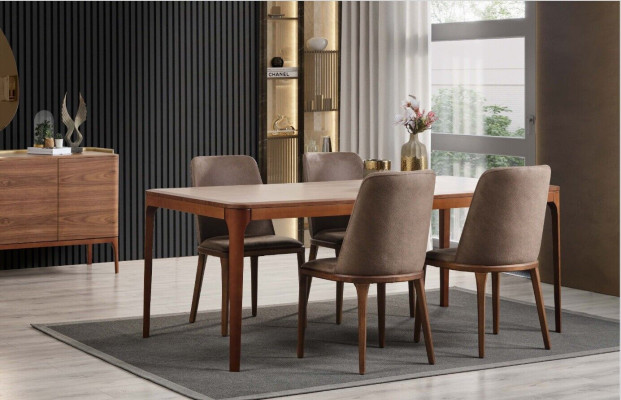 Komplette Esszimmer Essgruppe Essecke Esstisch Stühle 9tlg Holz Braun