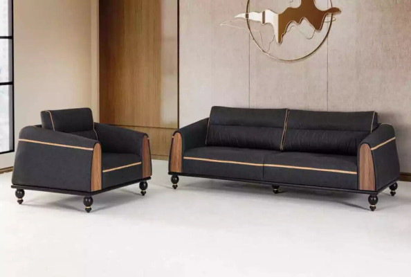 Schwarzes Designer Sofa Arbeitszimmermöbel Stil Moderne Couch Dreisitzer