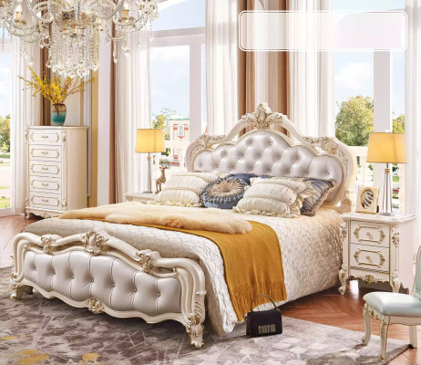 Schlafzimmer Set Bett 2x Nachttische Schminktisch Hocker Kommode 6tlg Luxus