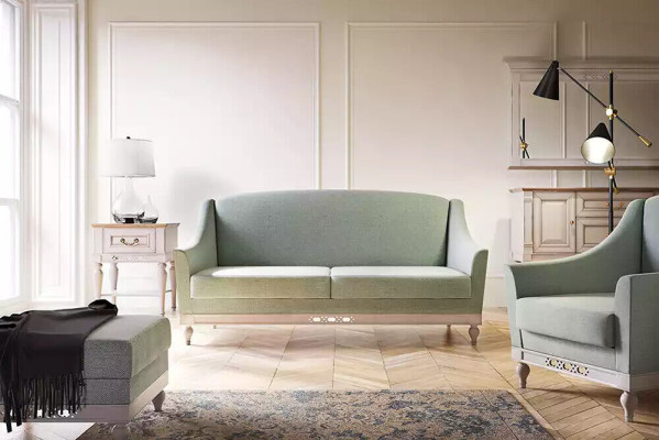 Sofa 2 Sitzer Sofas Design Luxus Textil Holz Polster Zweisitzer couchen
