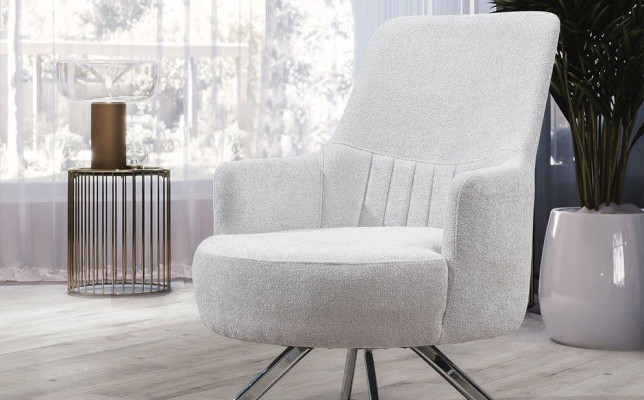 Weiß Farbe 1-Sitzer Wohnzimmer Stoff Sessel Modern Design Textil Material