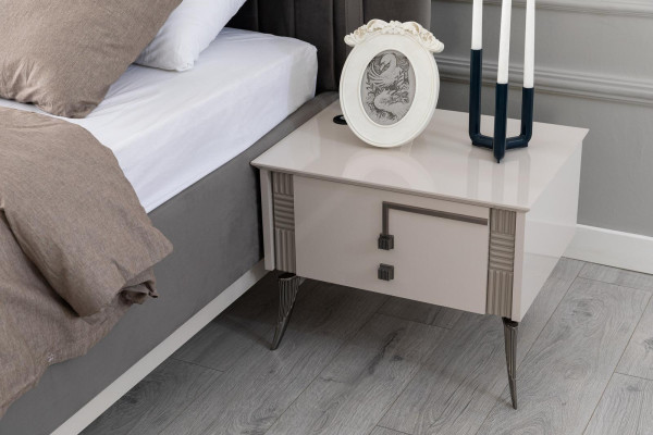 Moderner Schlafzimmer Set Doppelbett Nachttisch Kleiderschrank Luxus