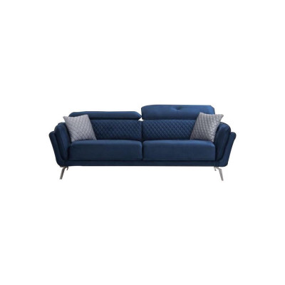 Designer Polster Couchgarnitur Blau-Graue Stoffsofas Luxus 2x 3-Sitzer