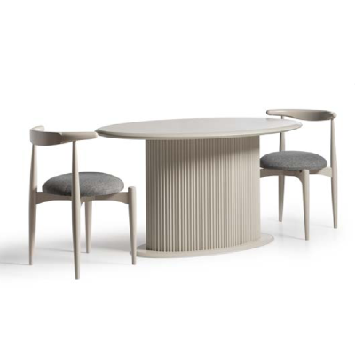 Moderne Holztisch Esszimmertisch Esstisch Oval Tisch Holz Beige 140 cm