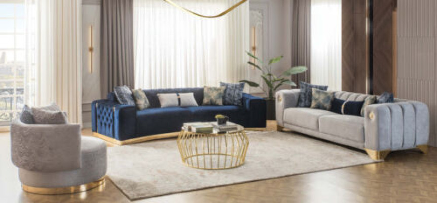 Moderne Polster Sofagarnitur Designer Textil Möbel 4-Sitzer Dreisitzer