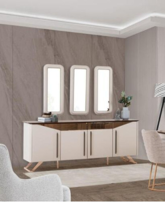 Sideboard Anrichte Kommode Schrank Beige Holz Holzschrank Esszimmer