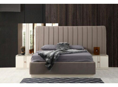 Design Schlafzimmer Set Elegant Luxus Bett und 2x Nachttische Modernes
