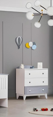 Modern Kinderzimmer 2tlg Möbel Komplettzimmer Mehrfarbig Kinderbett Kommod