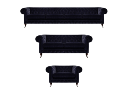 Komplett Wohnzimmer Blau Viersitzer mit Zweisitzer Sofas Neu Sessel Chesterfield