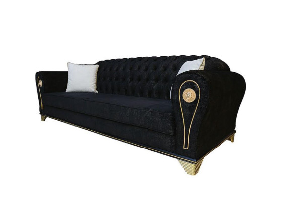 Ecksofa Wohnlandschaft Couch Eckgarnitur Polster Samt Stoff Möbel Design Grau