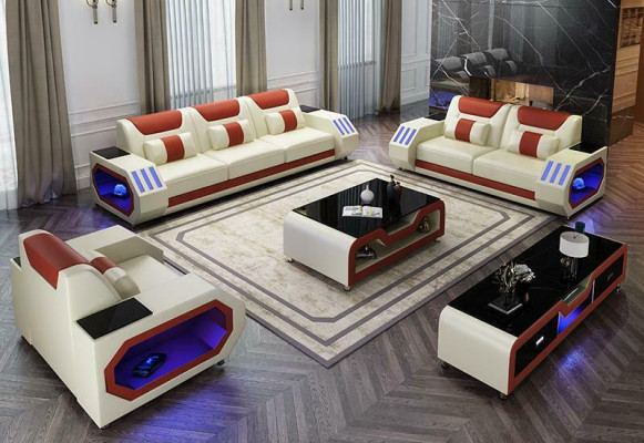 Sofagarnitur Set 3+2+1 Sitzer Couchtisch Sideboard Garnitur Design Moderne