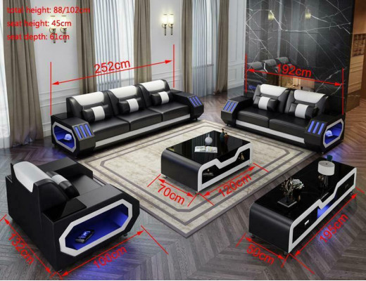 Sofagarnitur Set 3+2+1 Sitzer Couchtisch Sideboard Garnitur Design Moderne