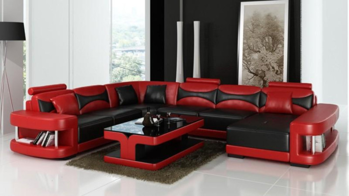xxl big Wohnlandschaft U Form Ecksofa Sofa Couch Polster Garnitur Leder