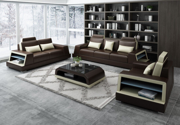 Moderne Sofagarnitur Couch Sofa Gruppe Garnituren 311 Sitzer Ledersofa
