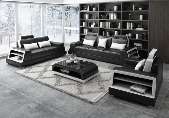 Moderne Sofagarnitur Couch Sofa Gruppe Garnituren 311 Sitzer Ledersofa