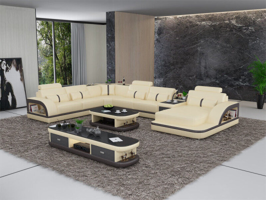 Ledersofa Ecksofa Garnitur Polster U Form Couch Sofa Design Eckgarnitur