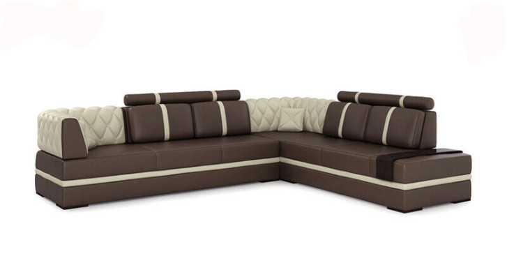 Ecksofa Sofa Couch Polster Wohnlandschaft Leder Deko Eck Sofas Garnitur