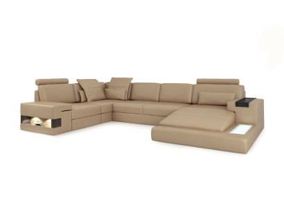 U Form Sofa Couch Polster Garnitur Wohnlandschaft Ecksofa Design Leder