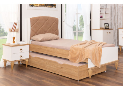 Beiges Ausziehbares Kinderbett Luxuriöses Schlafzimmer Bett Holz Möbel