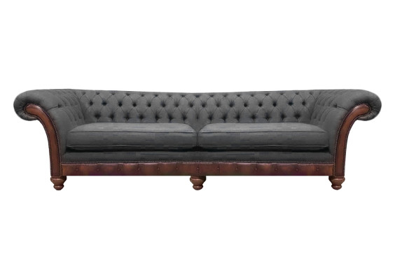 Grau Chesterfield Polstermöbel Sofa Couch Zweisitzer Wohnzimmer Textil Neu