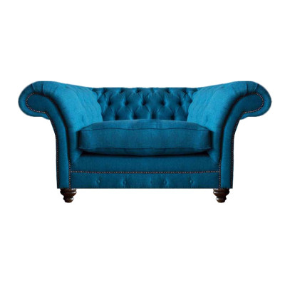 Luxus Blau Sessel Wohnzimmer Sitz Möbel Chesterfield Polstermöbel Textil Neu