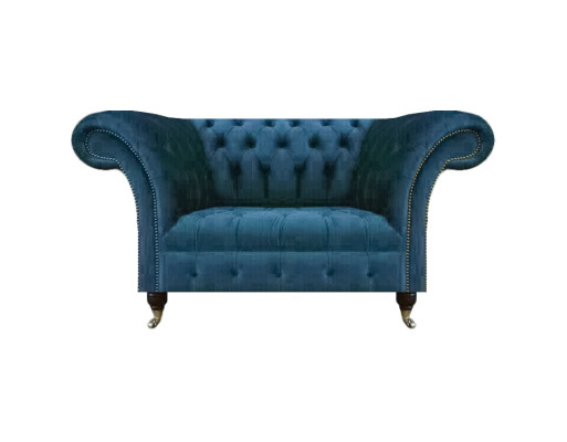 Modern Luxus Sofa Couch Zweisitzer Blau Chesterfield Textil Sofas Sitzmöbel