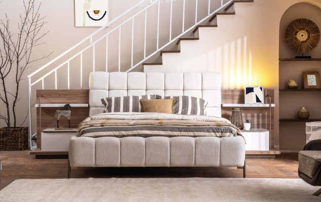 Modernes Weißes Doppelbett Stilvolle Schlafzimmermöbel Polster Möbel