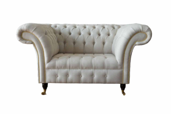 Sessel Couch Polster Sofa Textil Chesterfield Couchen 1,5 Sitzer Einsitzer Grau