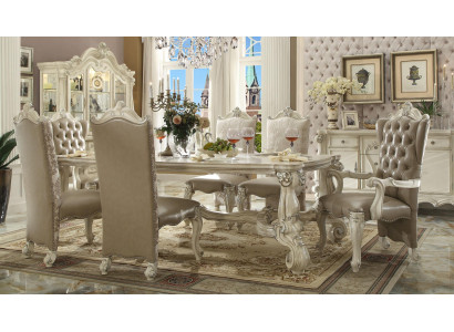 Königliche 7tlg. Garnitur Esszimmer Set Rokoko-Barock Tisch mit 6x Stühlen