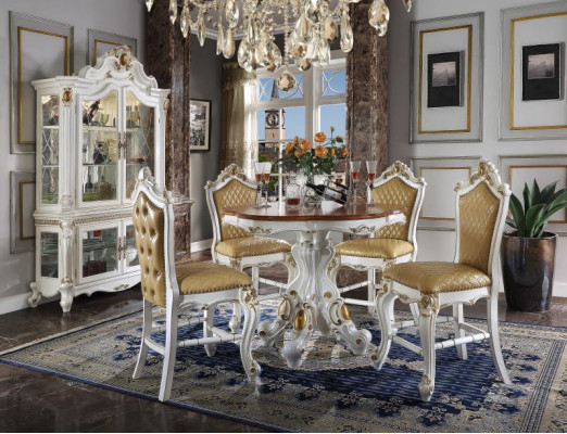 Runder Esszimmer + 4 Stühle Stuhl Deko Set Garnitur Runder Esstisch Holzmöbel