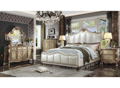 Design Luxus Schlafzimmer Set Deko Bett 2x Nachttische Kommode Garnitur
