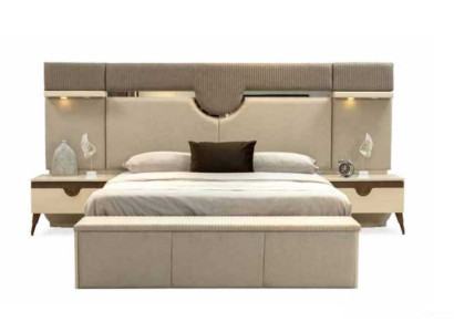 Set 3tlg. Schlafzimmer Garnitur Bett 2x Nachttisch Stil Stilvoll Möbel Betten