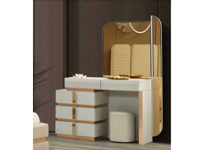 Modern Beige Schminktisch mit Spiegel Höhe 180 cm luxuriös Möbel neu