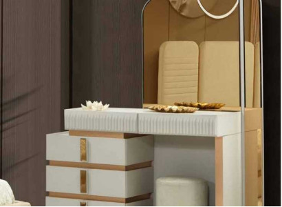 Modern Beige Schminktisch mit Spiegel Höhe 180 cm luxuriös Möbel neu