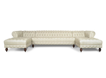 Chesterfield Couch U-förmig Sofa Klassische Leder Wohnlandschaft Ecksofa - 366